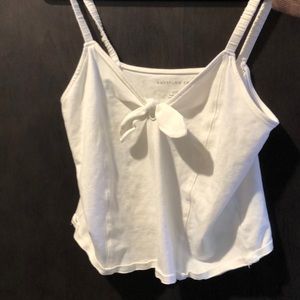 American eagle white tie front tank